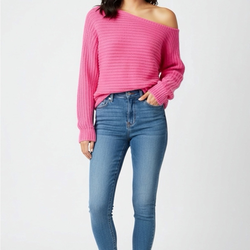 Abercrombie & Fitch Vibrant Pink Knit Sweater XL